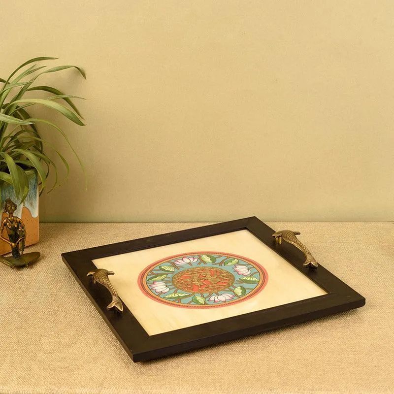 Chitrita Wood & Metal Serving Tray media 1