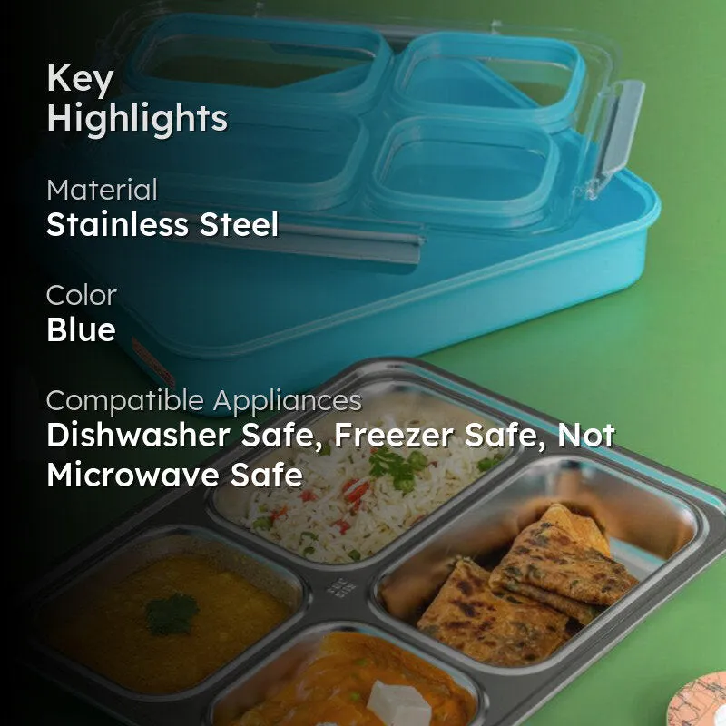 Agro Kids Leakproof Lunch Box with Compartments (Sky Blue) - 1100 ML media 2