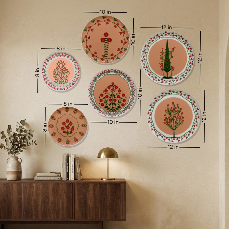 Phoolwari Elegance Metal Wall Plates - Set Of Six media 12