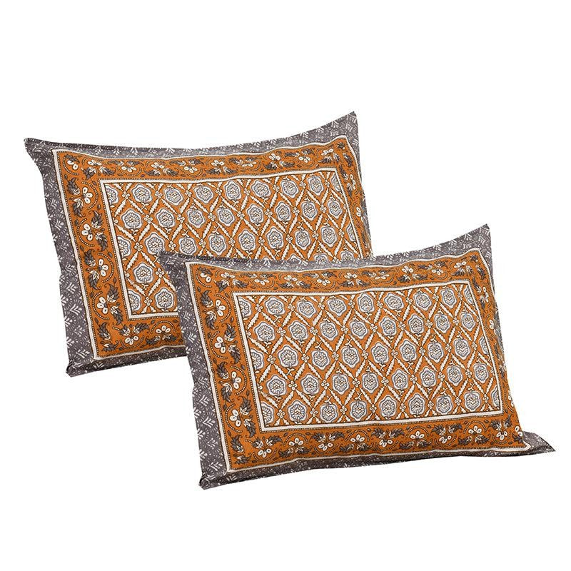Opala Printed Cotton Bedsheet (Orange) - 160 TC media 5