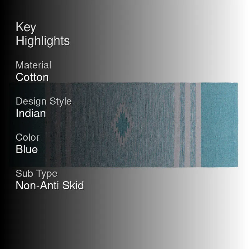 Decoria Cotton Runner Rug - Sky Blue media 2