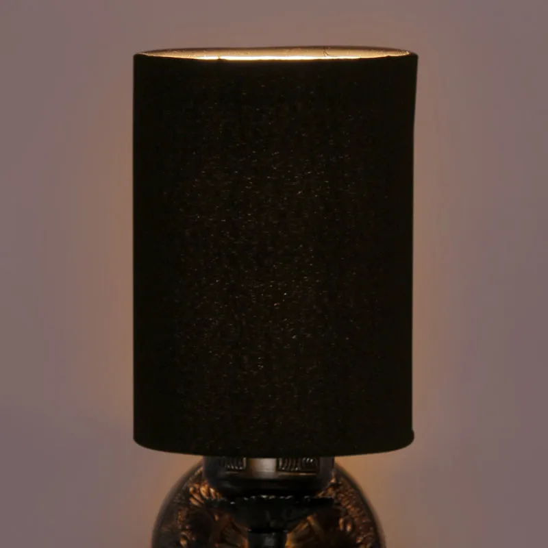 Amro Retro Cylindrical Fabric & Metal Wall Lamp - Black media 4