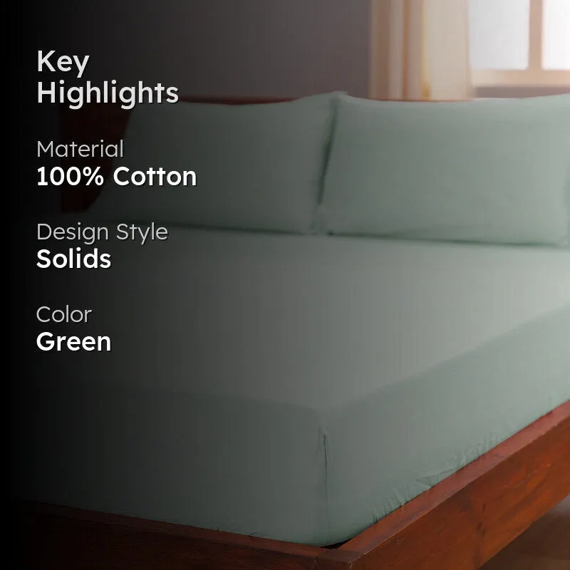 Maison Solid Cotton Pillow Cover (Sage,400TC) - Set Of Two media 2
