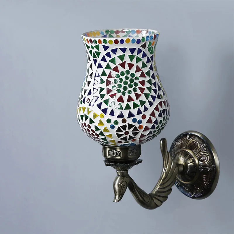 Riva Retro Mosaic Glass & Metal Wall Lamp media 3