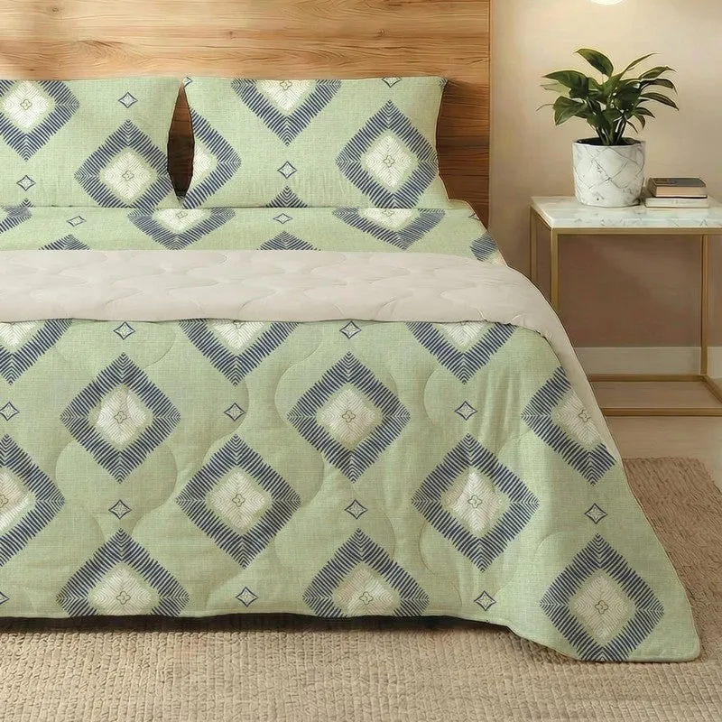 Urban Space Geometric Green Glace Cotton,Microfiber Bedding Set (200 TC) - Four Piece Set media 6