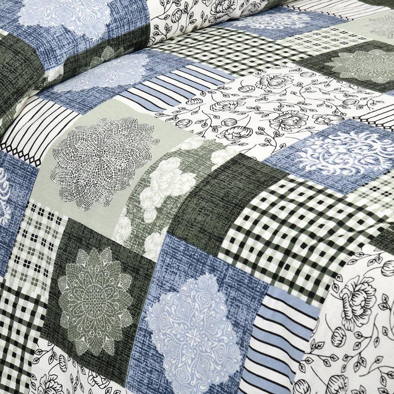 Aankhen Ethnic Cotton Bedsheet (Blue,White) - 160 TC media 3