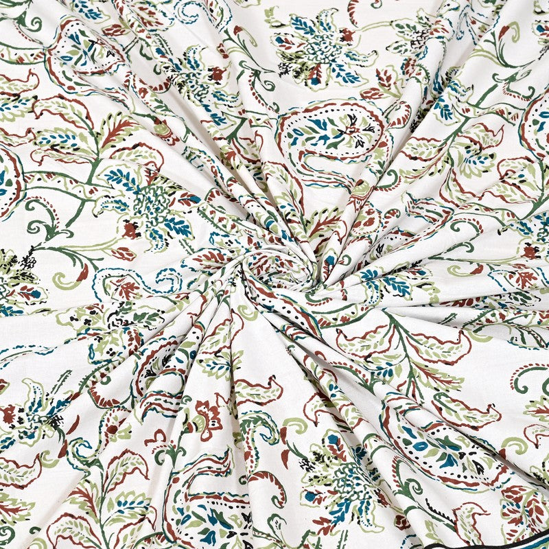 Weavon Floral Cotton Bedsheet (Blue & White) - 240 TC media 8