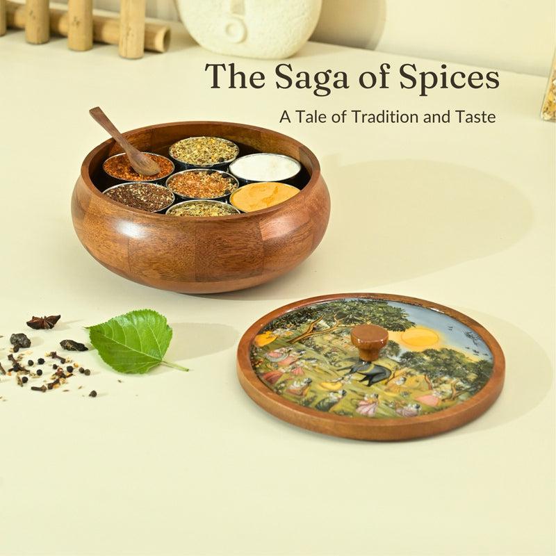 Chitrakriti Handcrafted Mango Wood Masala Box media 3