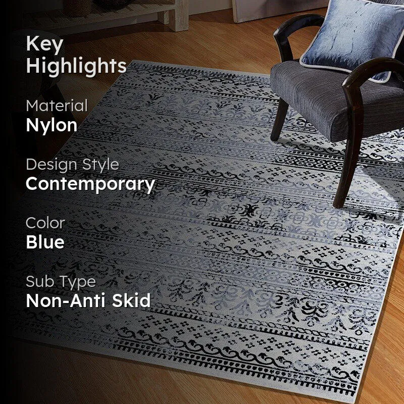 Karta Non-Anti Skid Nylon Dhurries - Grey & Black media 2