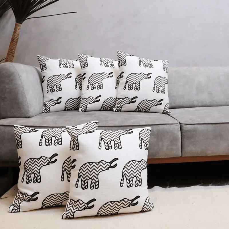 Plushie Trunks Tufted Cushion Cover (Black & White) - Set Of Five media 1