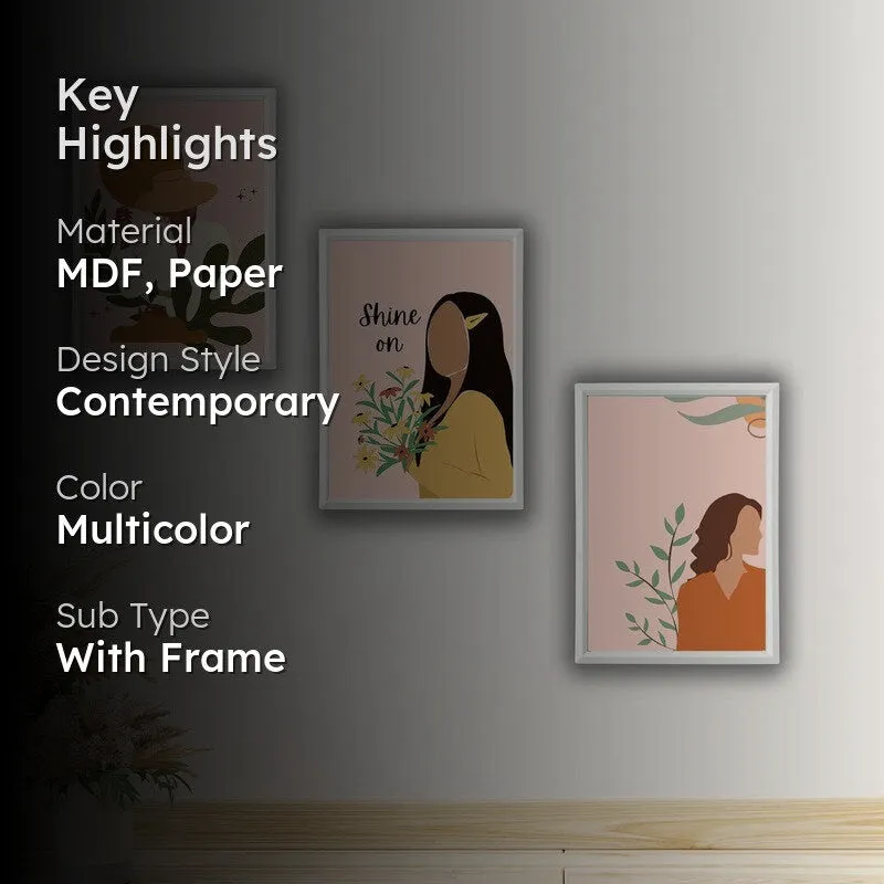 Sunlit Muse Paper Wall Painting With Frame - White media 2