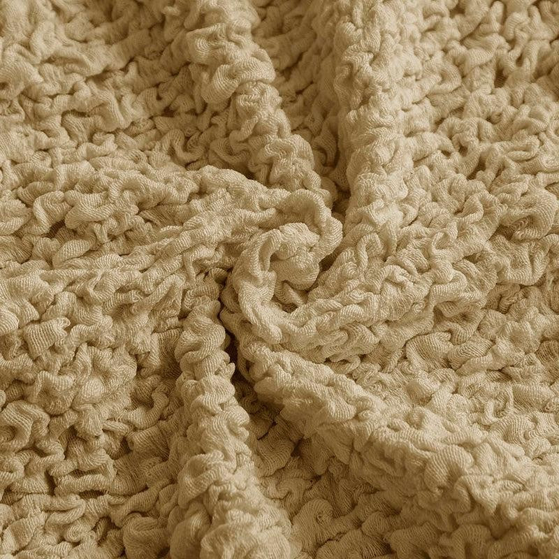 Refined Ruffles Solid Polyester Sofa Cover - Beige media 4