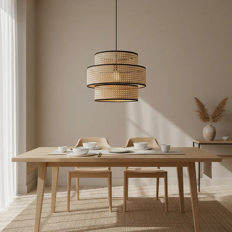 Twin Weave Cane Ceiling Lamp media 3