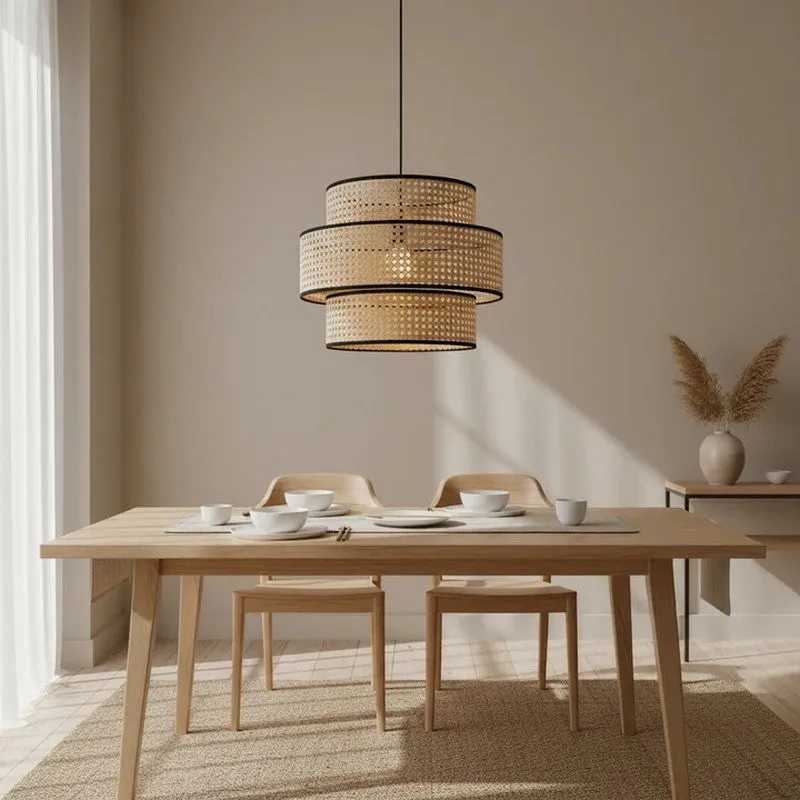 Twin Weave Cane Ceiling Lamp media 3