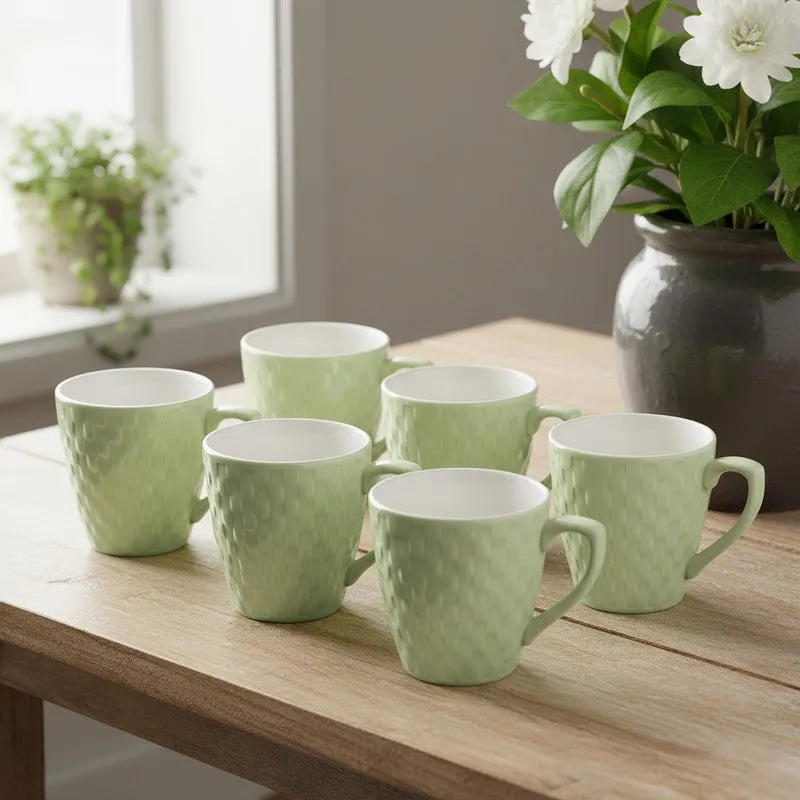 Arviya Porcelain Tea Cup (180 mL Each)/Green)- Set of Six media 1