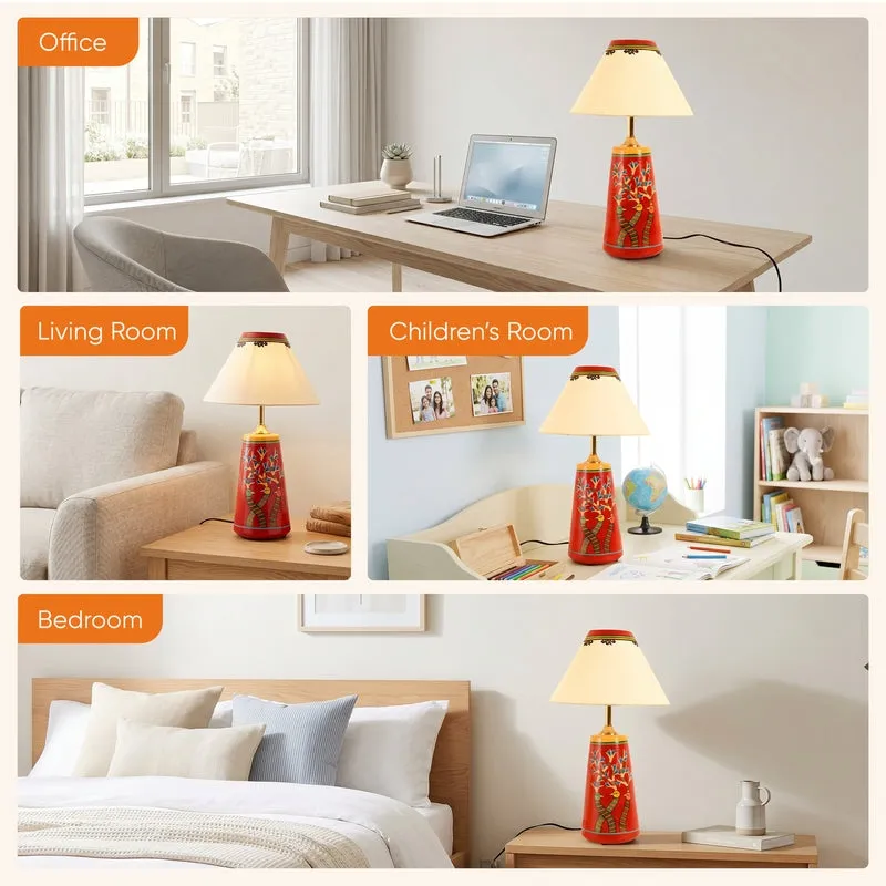 Birdo Chirp Terracotta Table Lamp - Multicolor - 17