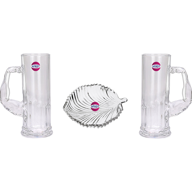 Hoshea (600 ML) Beer Glass & Snack Plate Combo - Three Piece Set image 5