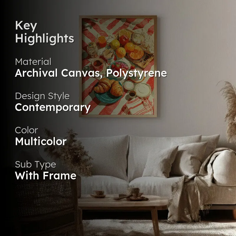 Scarlet Spread Canvas Wall Painting - Brown Frame media 2