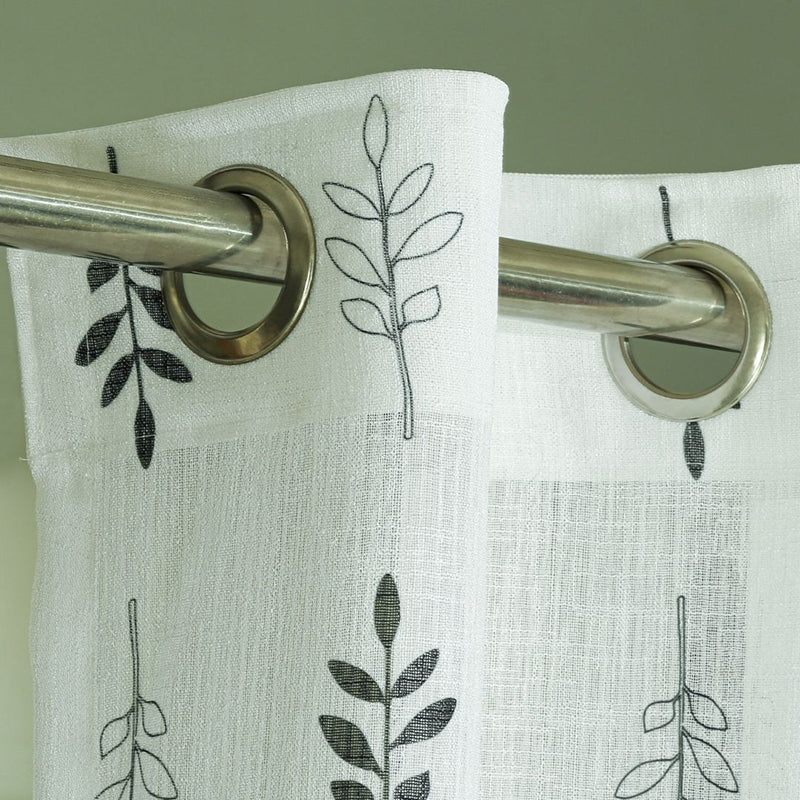 Elarie Linen Texture Sheer Curtain - Set Of Two media 5