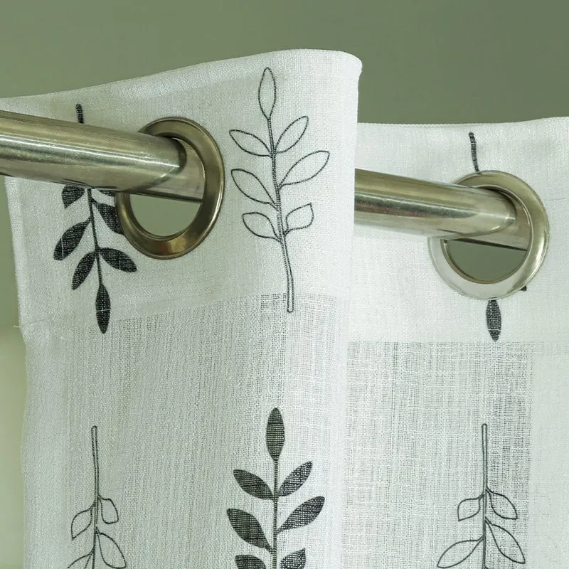 Elarie Linen Texture Sheer Curtain - Set Of Two media 5