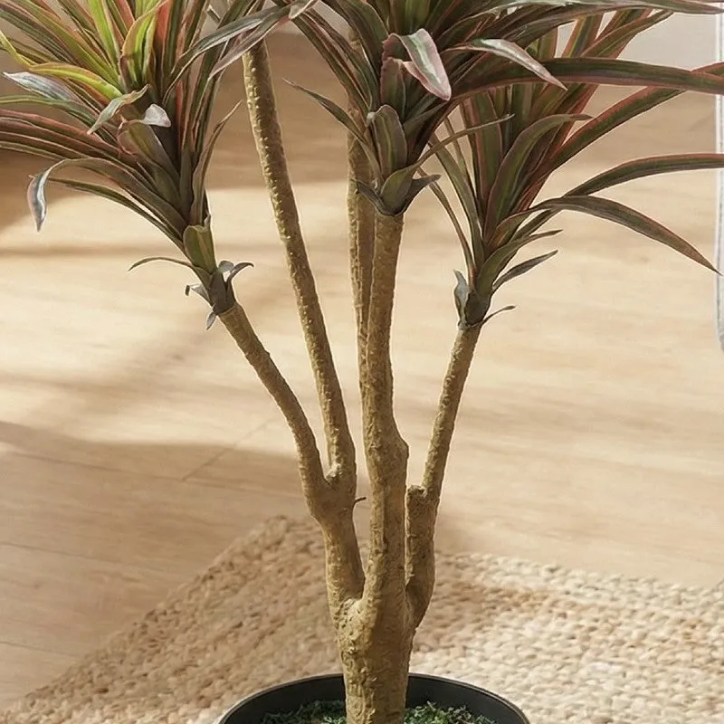 Arovi Artificial Red Green Yucca Plant With Black Plastic Pot 3 ft media 5