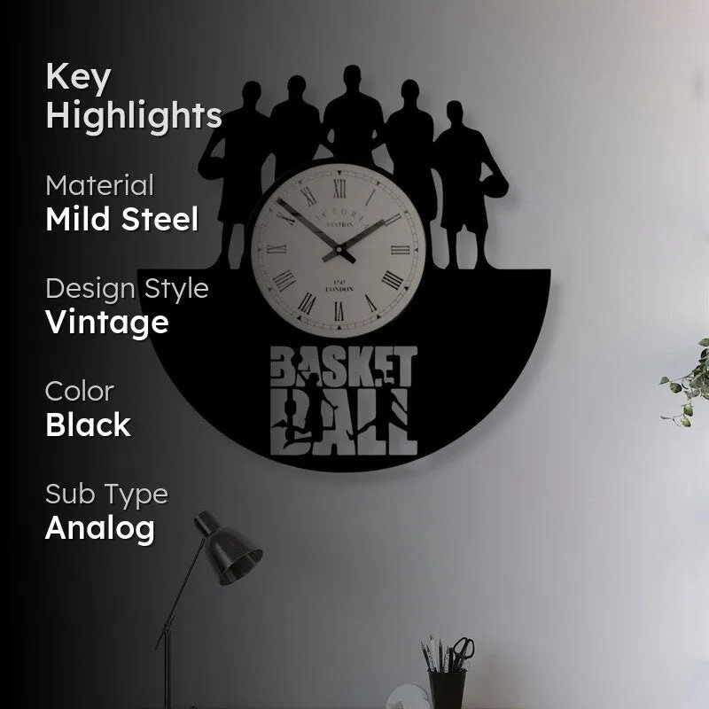 Basket Ball Steel Analog Wall Clock media 2