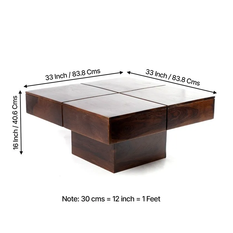 Tervon Sheesham Wooden Center Table - Deep Brown media 11