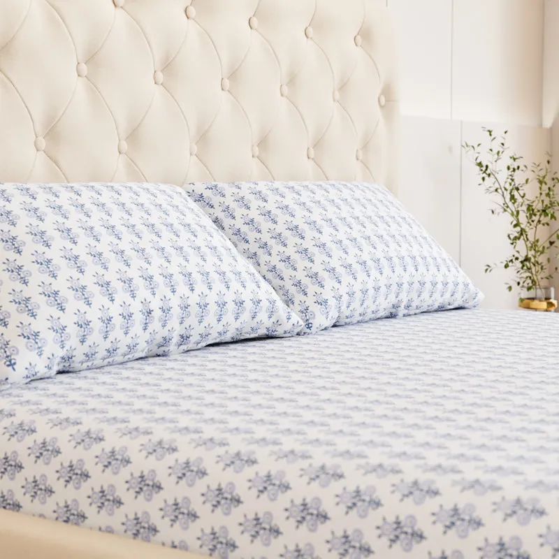 Bloom Ethnic Cotton Bedsheet (Blue) - 180 TC media 4