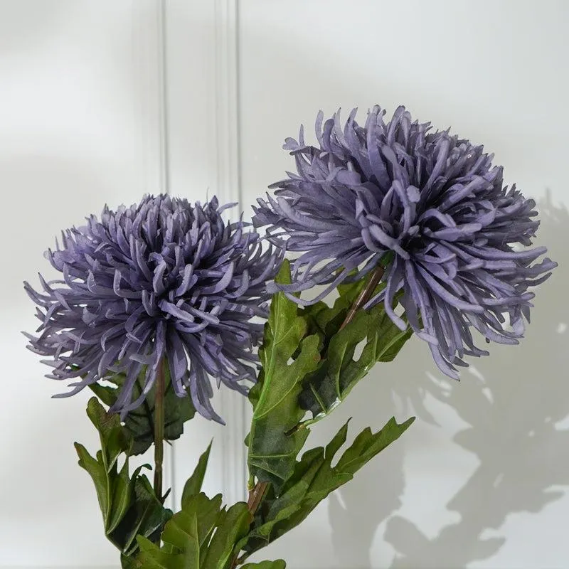 Faux Blue Chrysanthemum Flower Stick (32 CM) - Set Of Two media 4