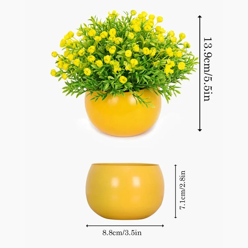 Bloomvera Artificial Rose Flower Plant With Pot (Yellow) - 14CM media 6