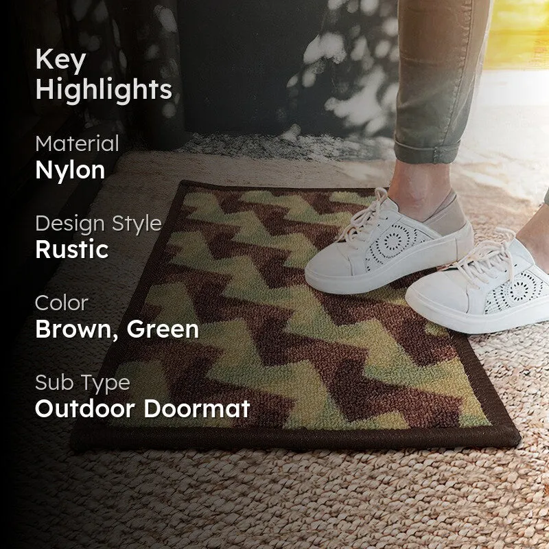 Glyn Geometric Nylon Door Mats - Brown,Green media 2