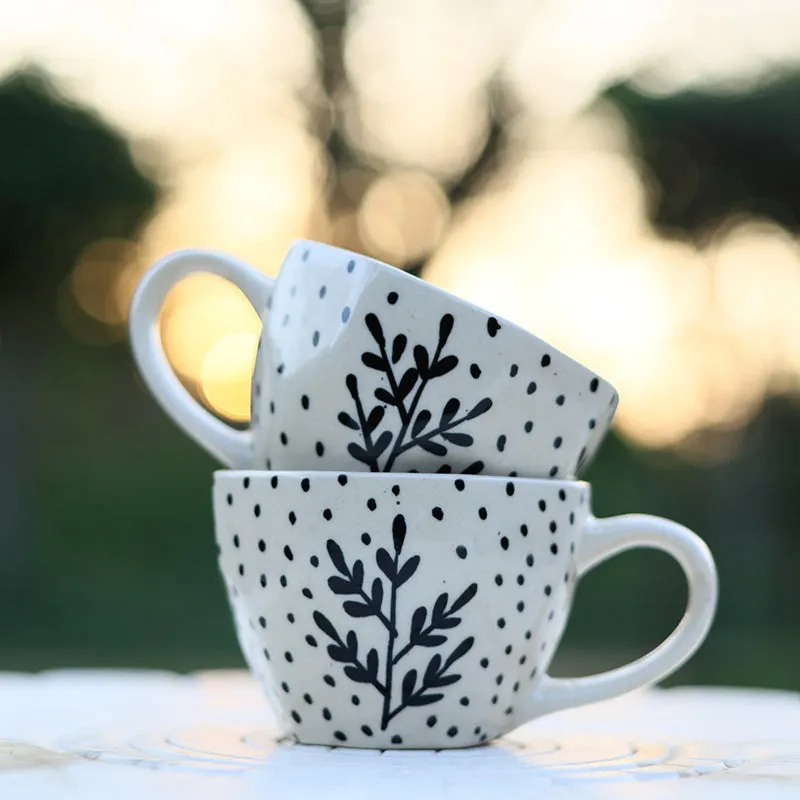 Bettina Ceramic Tea Cup (200 mL)/White,Black) - 4