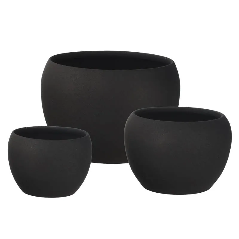 Alisha Handcrafted Matte Planter (Black) - Set Of Three media 6