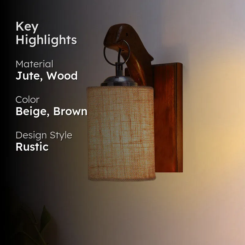 Estrella Jute & Wooden Wall Lamp - Beige media 2