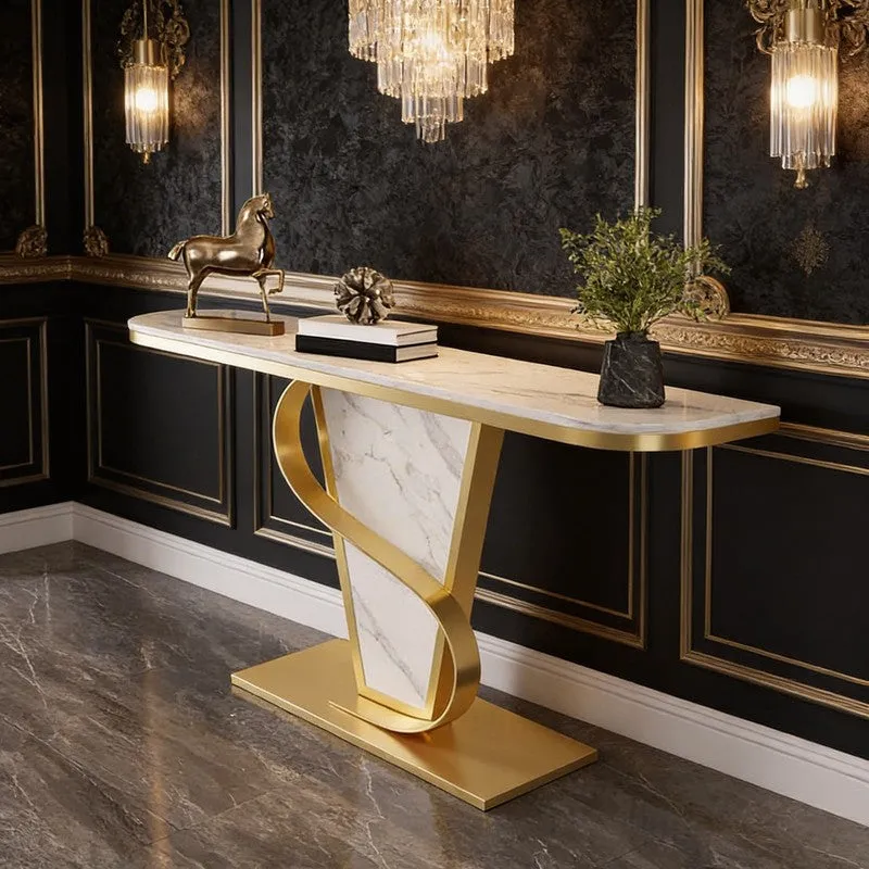 Bold Metal Console Table with Marble Top - Medium media 6