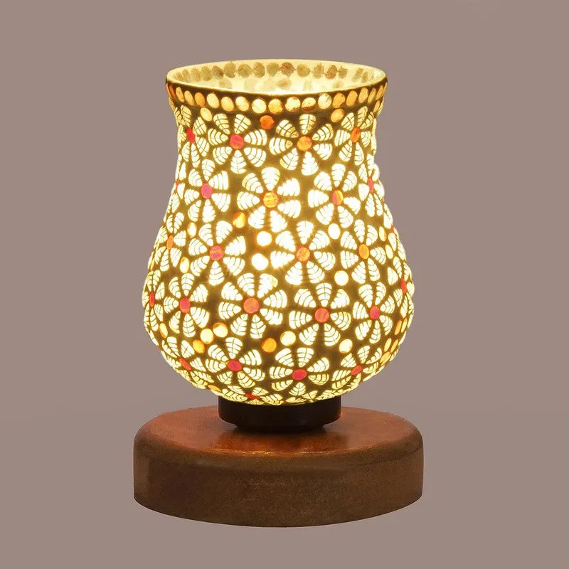 Arvyn Mosaic Glass Table Lamp With Wooden Base - Multicolor media 7