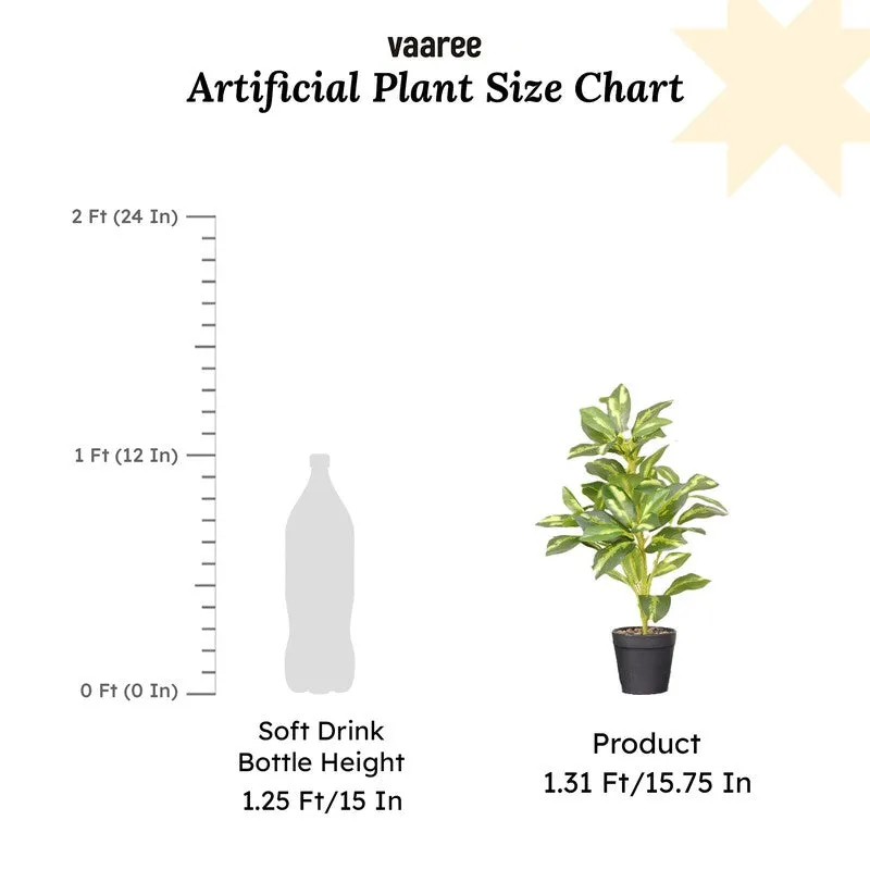 Artificial Croton Leaf Plant With Black Fiber Pot (White) - 1.3 Feet media 7