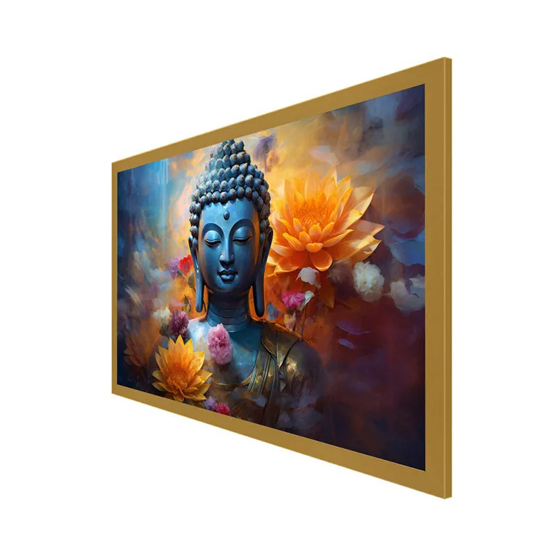 Meditative Buddha Canvas Wall Painting With Frame media 7