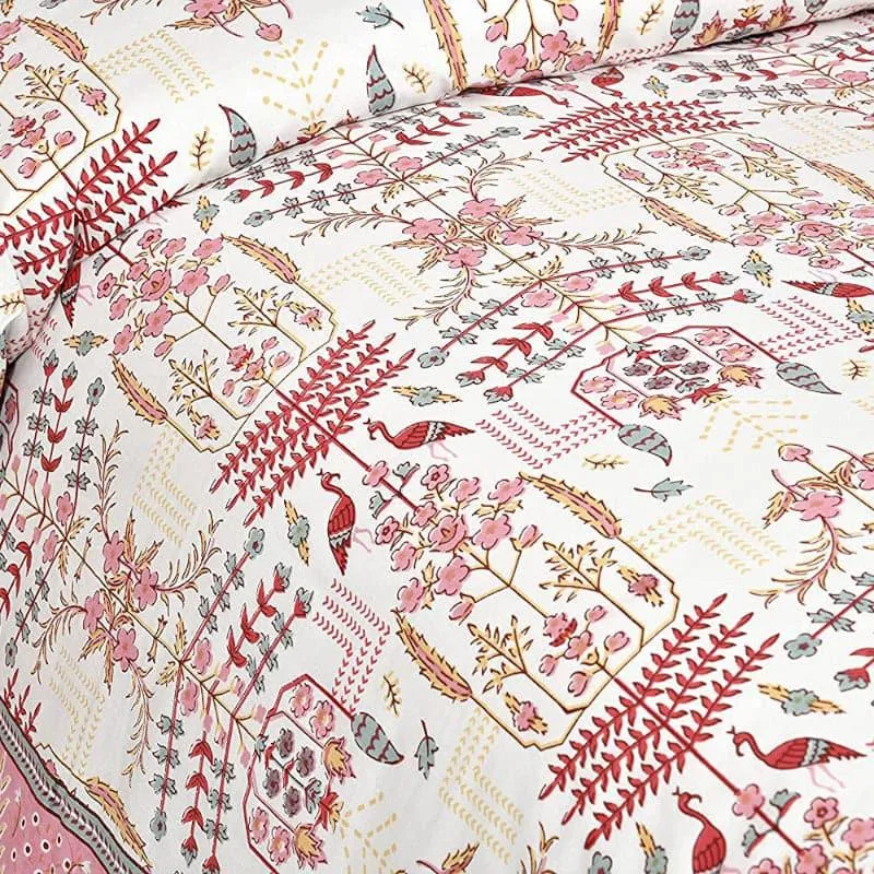 Evie Printed Cotton Bedsheet (Pink) - 180 TC media 4