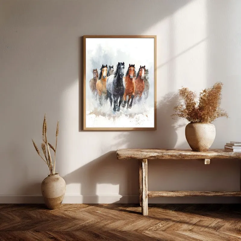 Horse of Freedom Wall Painting With Brown Frame media 7