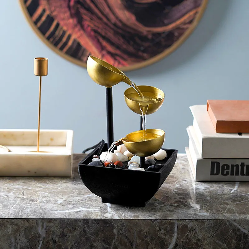 Vessel Flow Table Top Fountain - Gold media 4
