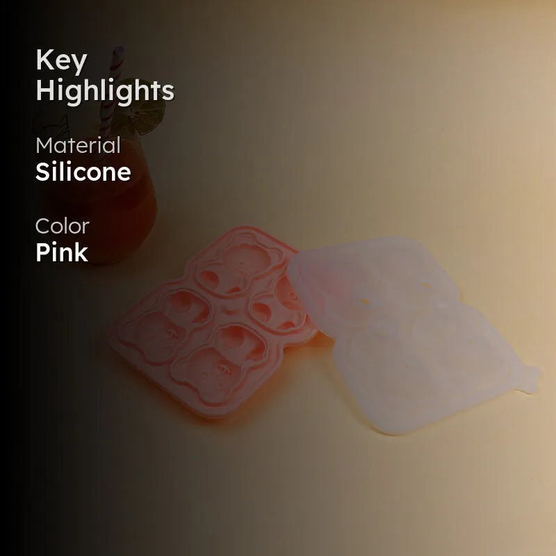Teddy Silicone 4-Cube Ice Mould - Peach media 2