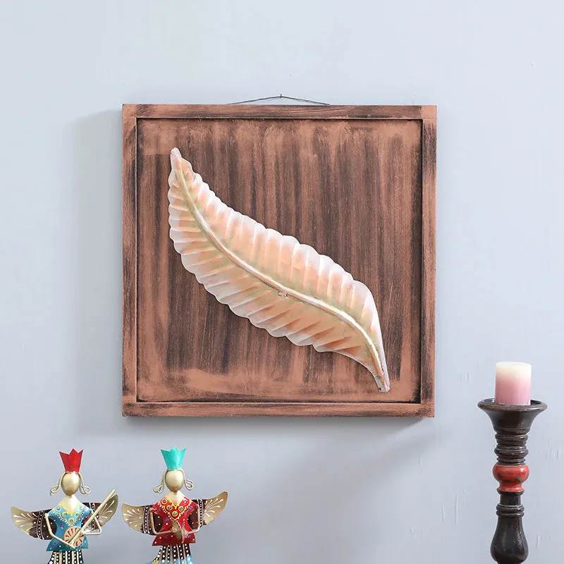 Leaf Solitude Iron Wall Accent With Wooden Frame media 1