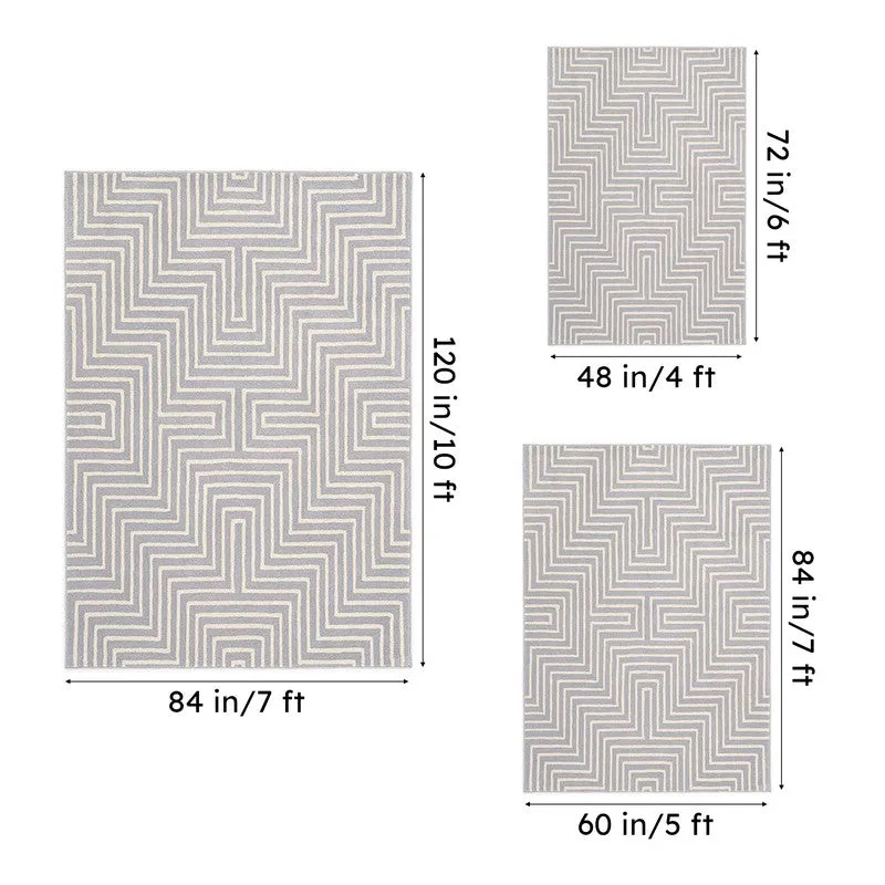 Denethor Hand Tufted Geometric Wool & Nylon Carpet - Beige & Blue media 13