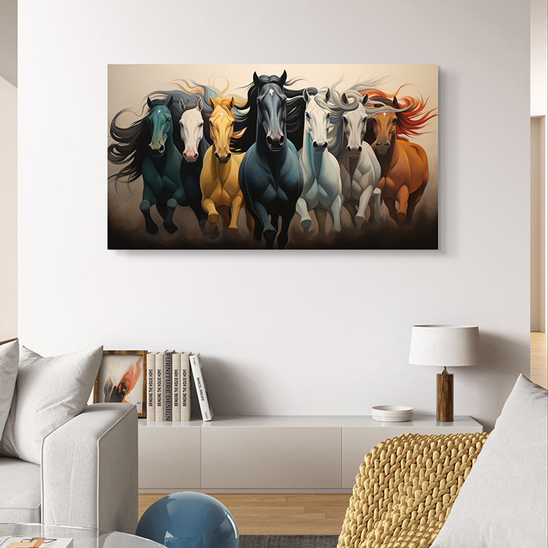 Vivid Stallions Canvas Wall Painting