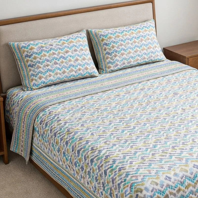 Vance Abstract Cotton Bedsheet (Purple,Yellow) - 180 TC media 3