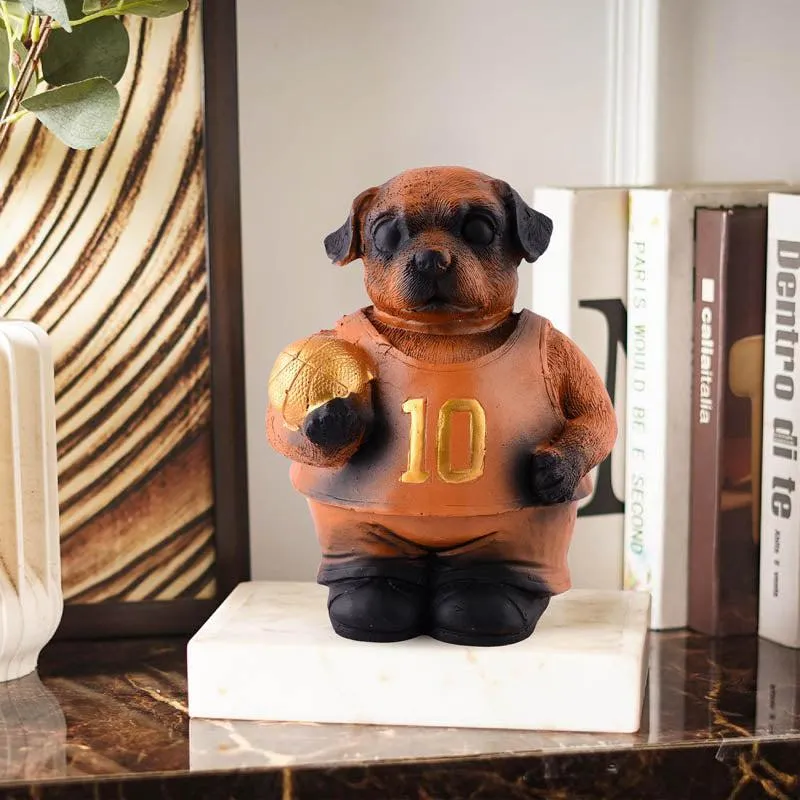 Dribble Dog Painted Polyresin Showpiece - Brown media 1