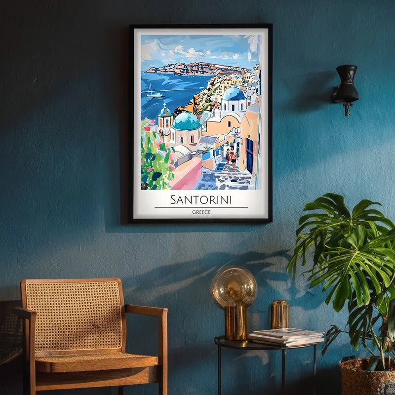 Vintage Santorini Framed Canvas Wall Painting media 4