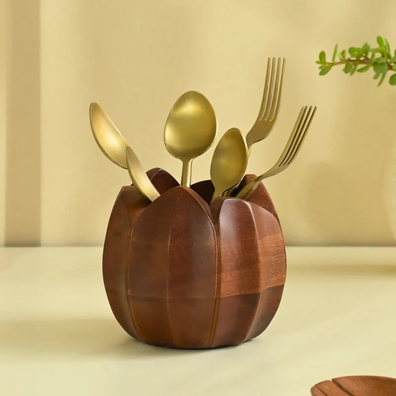 Padme Wooden Cutlery Stand media 1