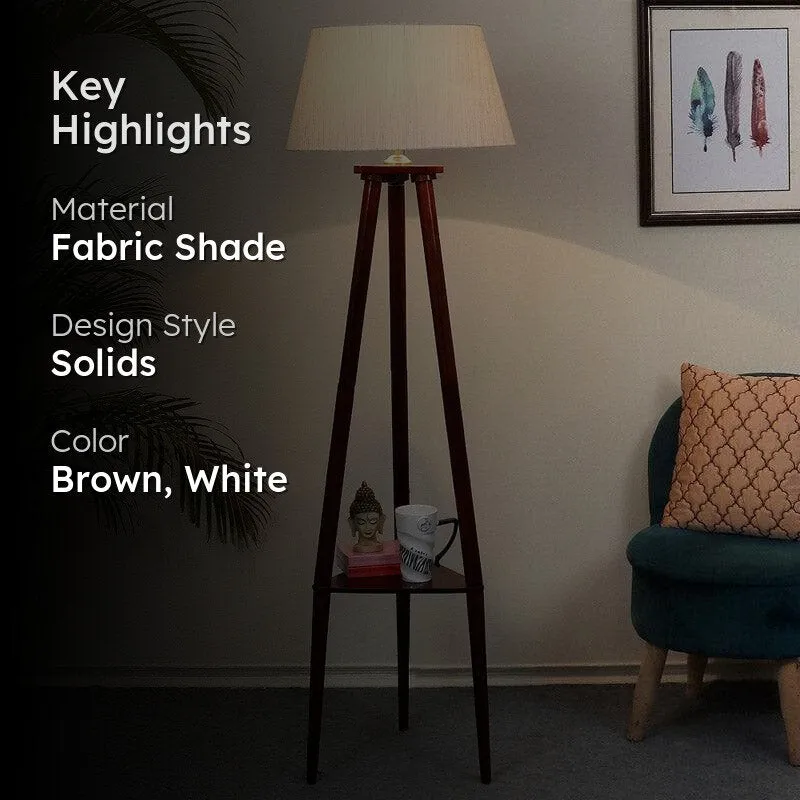 Samphire Floor Lamp With Shelf - White media 2